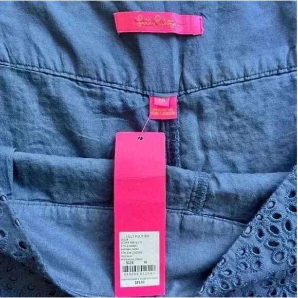 Lilly Pulitzer Makenna Eyelet Shorts Navy Blue Size 16P Cotton Dressy NWT - Picture 4 of 9